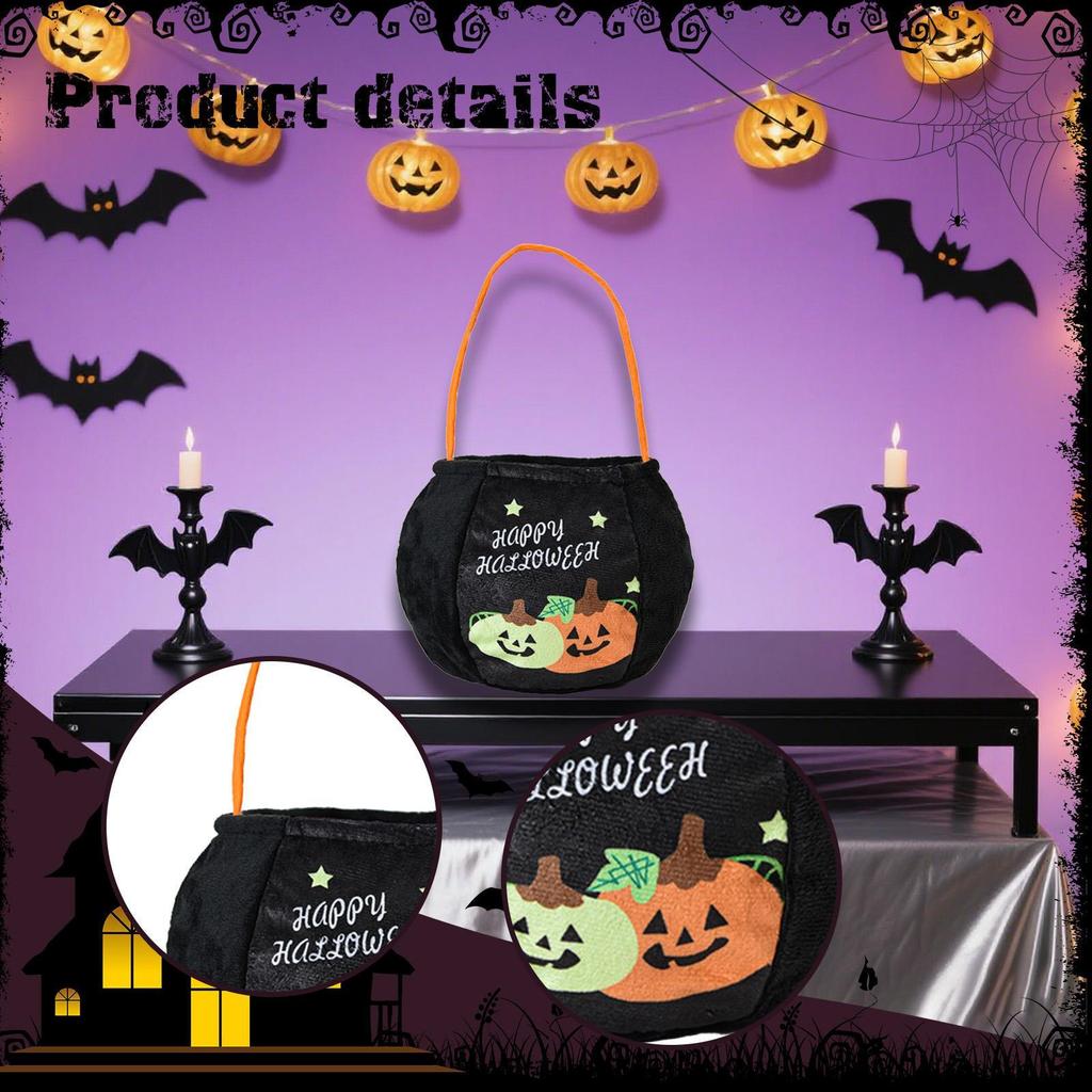 Halloween Candy Bag Goody Bucket Reusable Treat Decoration for Birthday Party