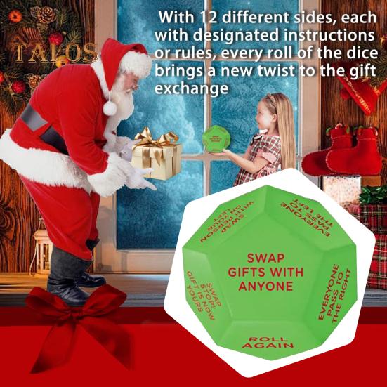 

Санта-обмен кубиками Рождественские кубики для обмена подарками 12 разных граней Интерактивные кубики для обмена подарками для праздничной вечеринки