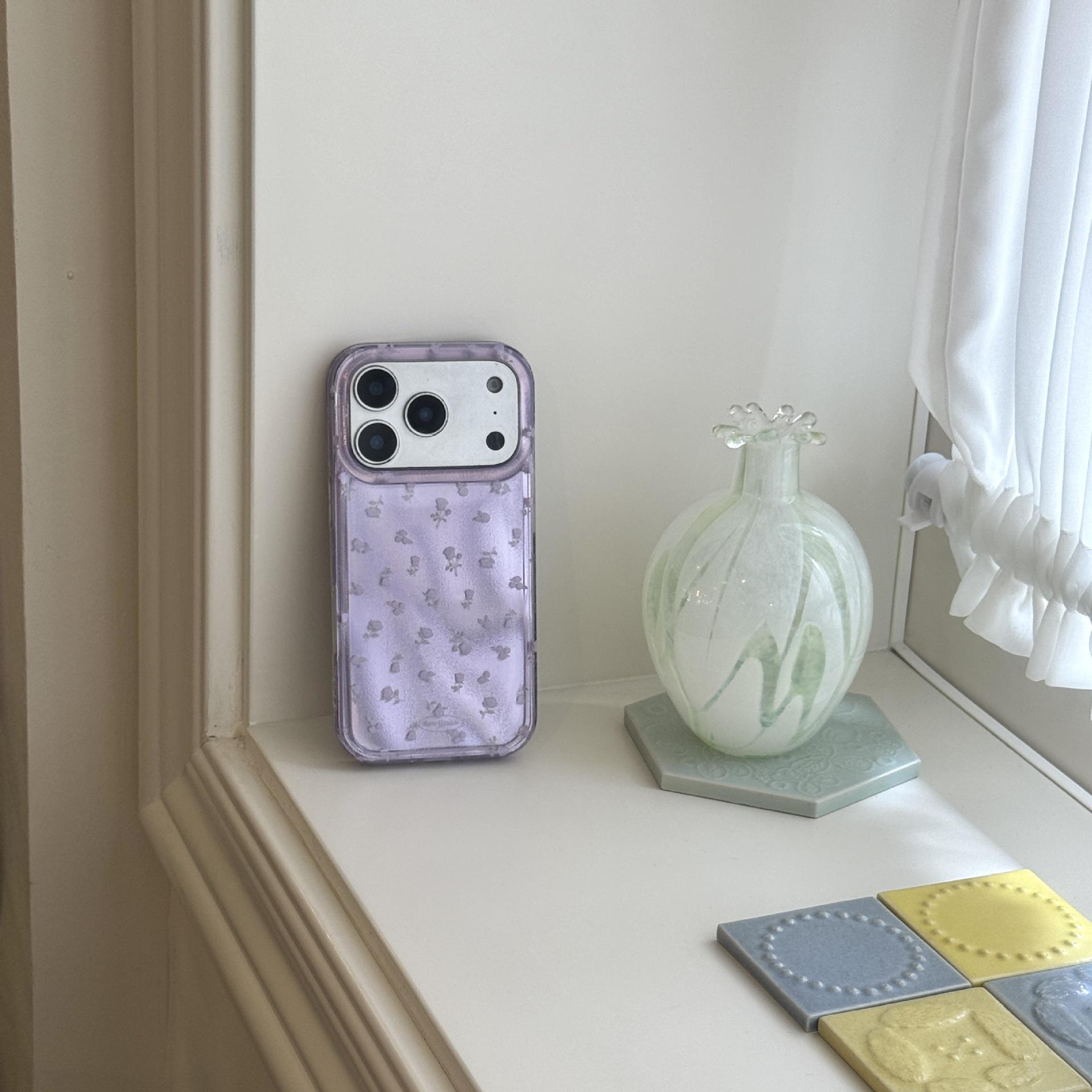 

Purple Rose Gilded Full-Screen Case for iPhone 17 Pro Max and Apple 16 iPhone 15 Pro Max