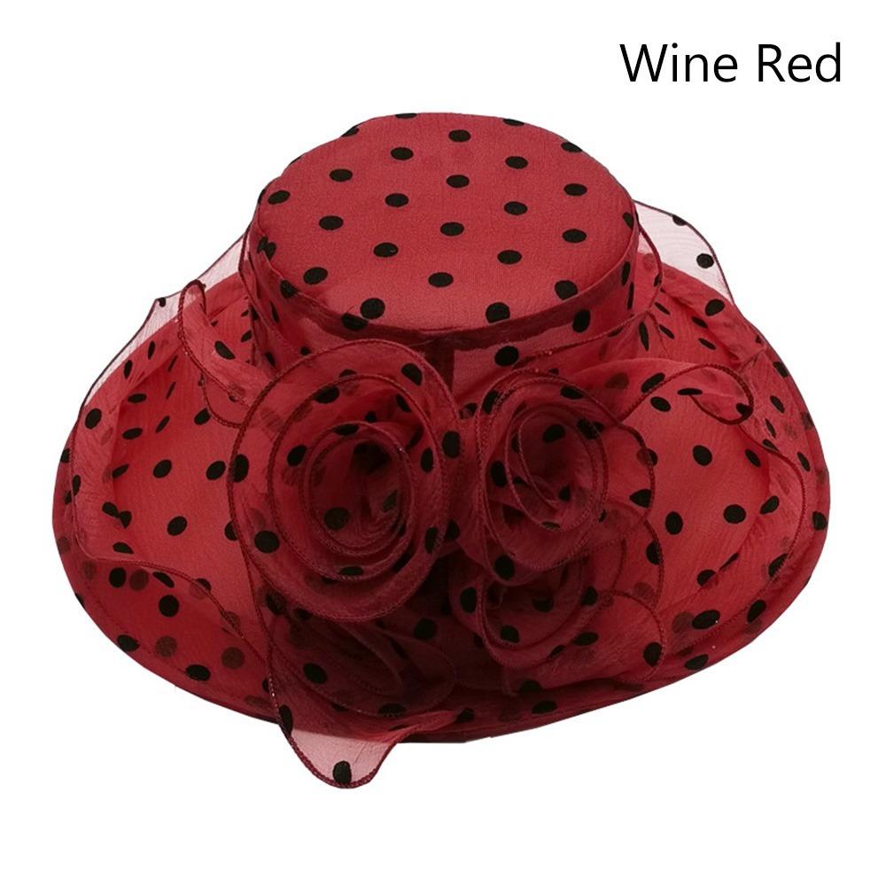 

Капелюх із захистом від ультрафіолетового випромінювання, дихаючий капелюх з органзи, елегантний весільний капелюх для весільного чаювання, літо вина червоного кольору