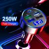 5 Ports Fast Charge PD QC3.0 USB C 250W LED Car Charger Car Phone Charger Type C Adapter In Car For Iphone Samsung Huawei Xiaomi