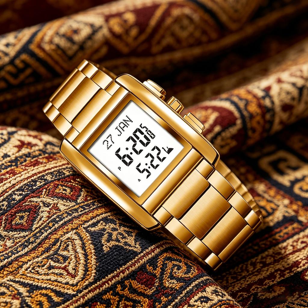 Muslim Multifunctional Prayer Watch Qibla Direction Indicator Unisex Elegant Islamic Worship Watch