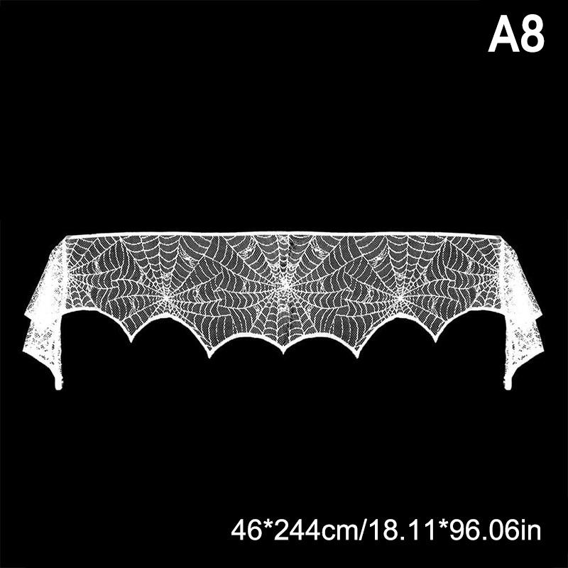 Strašidelný Halloweenský Běhoun na Stůl Černá Krajka Vzor Pavučiny Ubrus Krbová Šála Dekorace Strašidelného Domu Party Dekorace
