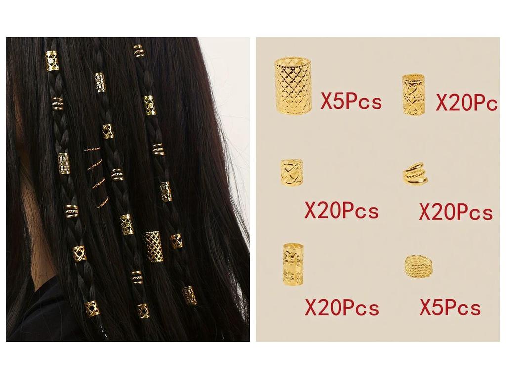 40pcs European & American DIY Dreadlock Hair Accessories - Iron Ring Hollow Extensions