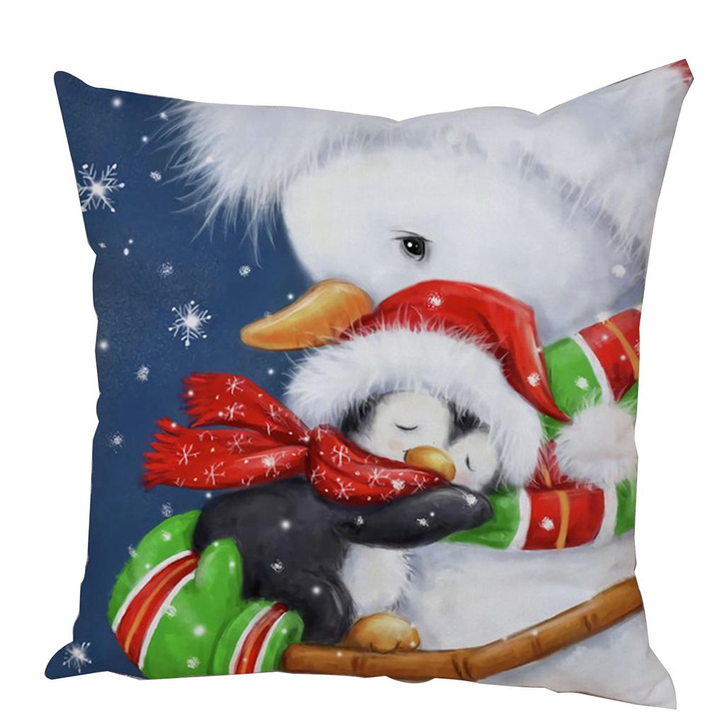 Kissenbezug Weihnachtsmann Kissenbezug Dekoration Niedlicher Cartoon Schneemann Kissenbezug Zuhause Sofa Lendenwirbelstütze Stickerei