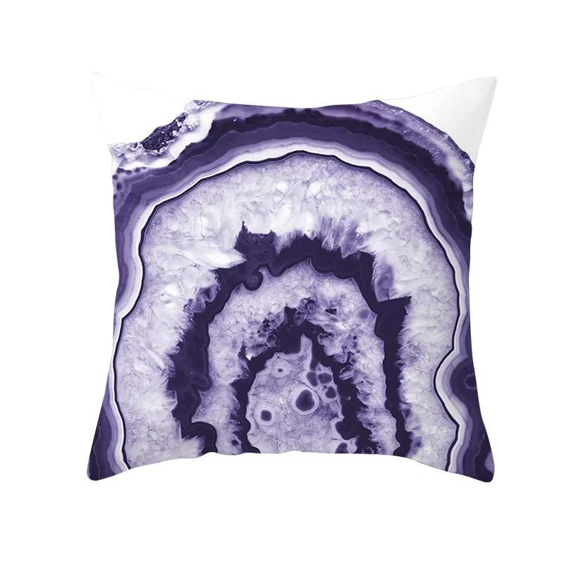 Square Throw Pillow Geometric Purple Marble Print Pattern Cushion Cover Home Living Room Sofa Decoration