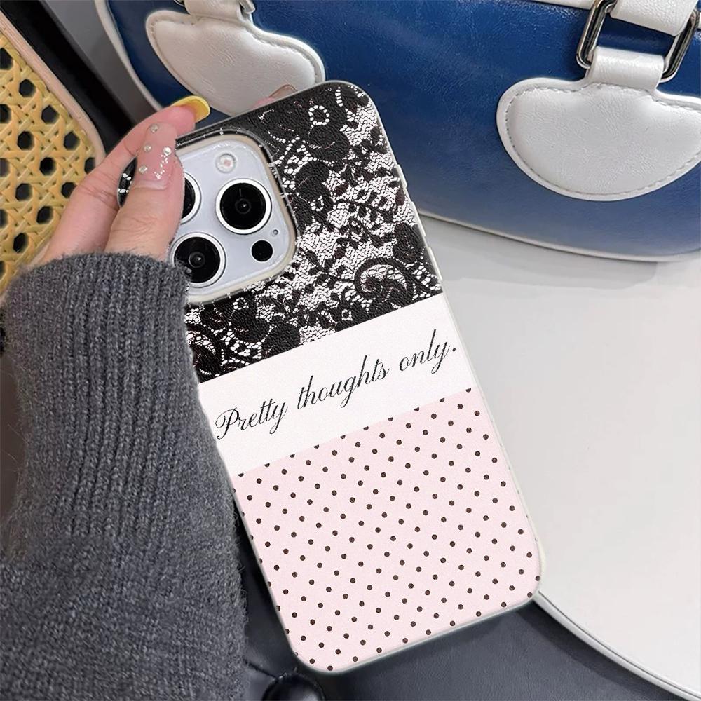Pretty Thoughts Only Lace Polka Dot Lichee leather pattern Phone Case For Samsung A57 A36 A26 A07 A55 A35 A16 A06 A54 A05 4G 5G