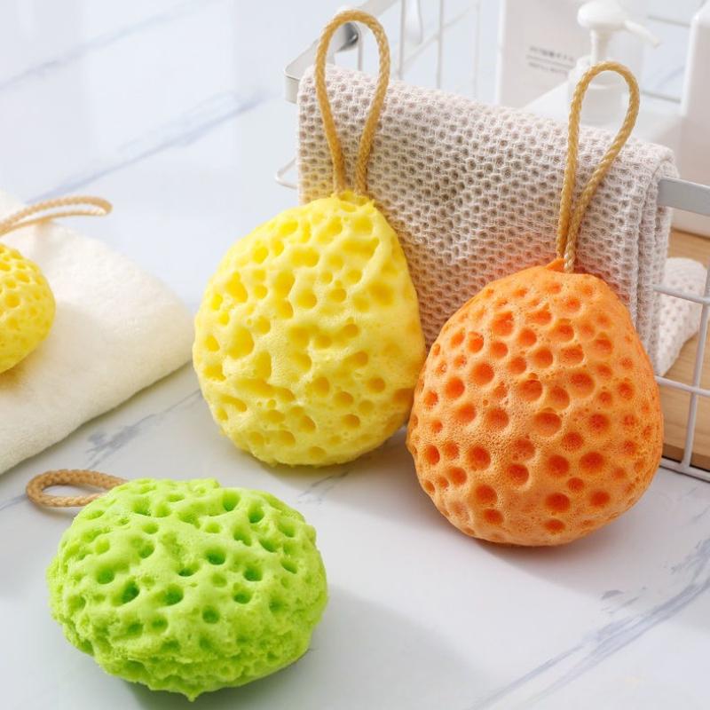 Soft Honeycomb Shower Sponge Ball Water Expandable Foaming Body Exfoliator Cleansing Bath Ball Hanging Design Bathroom Gadget
