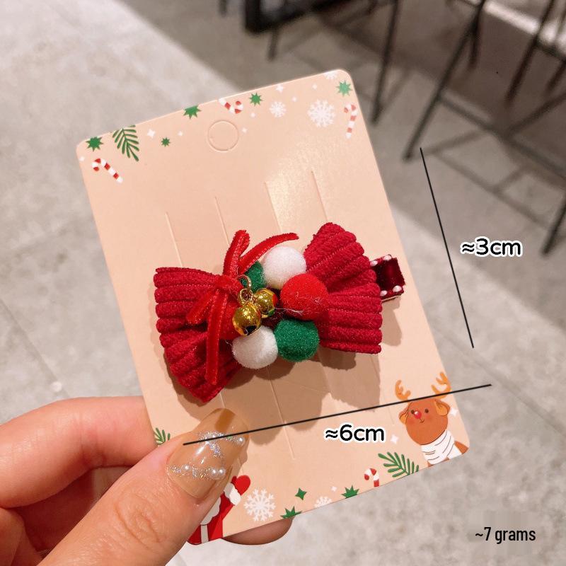 Christmas Fluffy Bow Hair Clip - Red Velvet Festival Decoration
