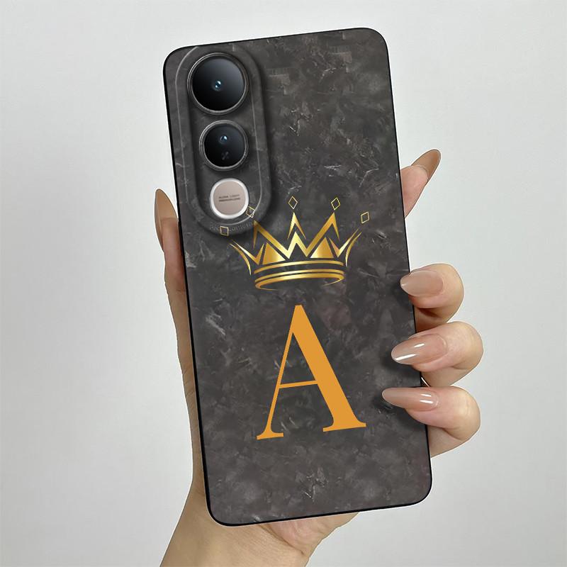 For Vivo V50 Lite Case V2441 Fashion Crown Letters Phone Shell Soft Liquid Silicone Back Cover Full Protection Shockproof Bumper
