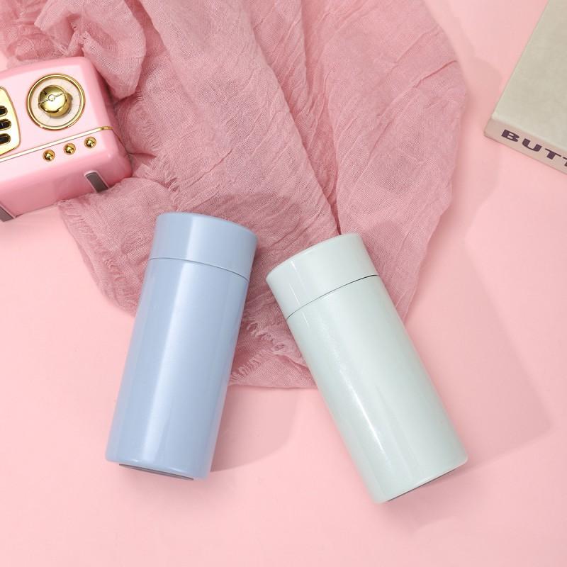 Compact Pastel Pocket Thermos 200ml Double Wall Vacuum Insulated Stainless Steel Cup Women Men Travel Office