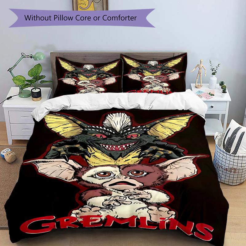 

3pcs Gremlins Movie Poster Print with One Quilt Cover and Two Pillowcases (No Core) - Anime Cartoon Design for Bedding Set, Home Decor, Holiday Gift, 135x200cm