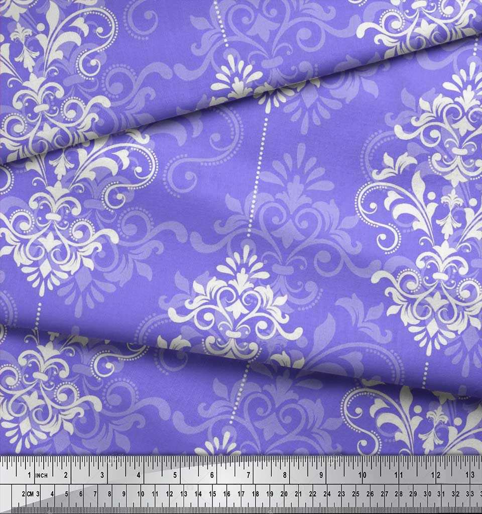 Soimoi Japanischer Krepp-Satin-Stoff mit filigranem Damast-Druck, Meterware, 42 Zoll