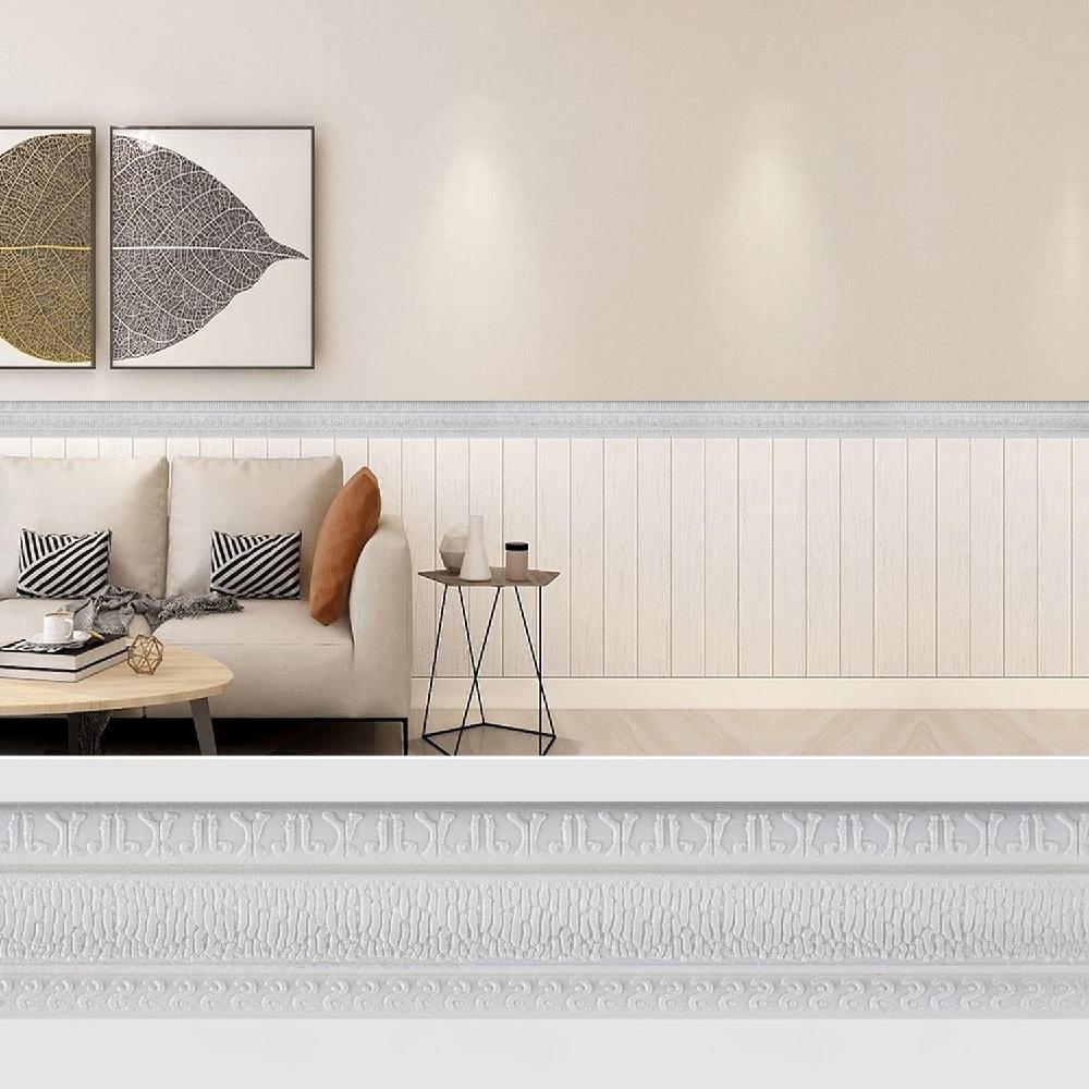 1 roll 2.3mX8cm 3D Skirting Line Self-adhesive Thicken Tiles Border Paper Home Decor Waterproof Waistline Edge Banding Strip
