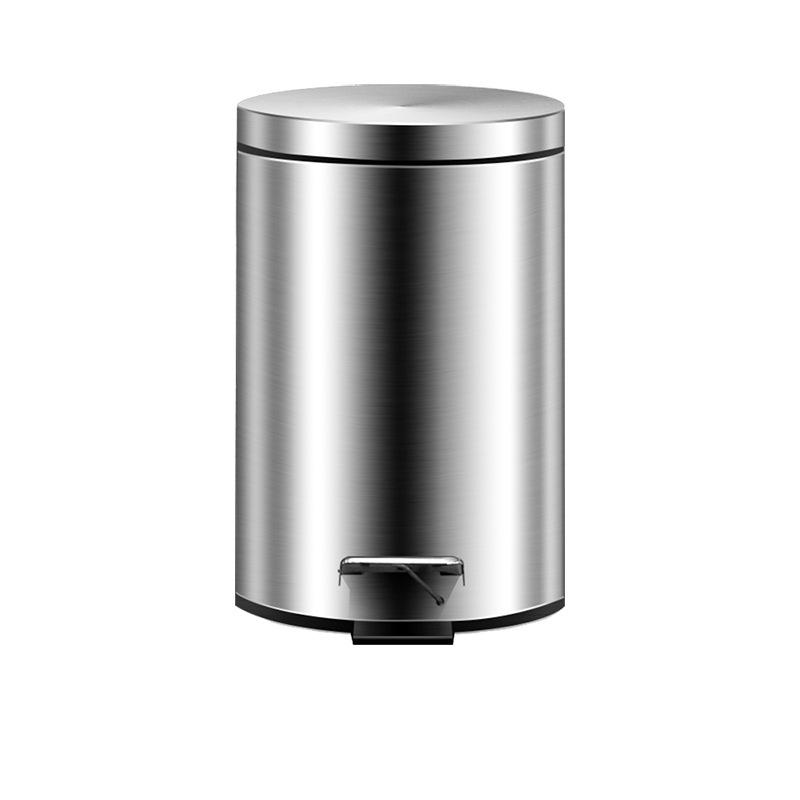 Stainless Steel Step Trash Can Kitchen Bathroom Silent Pedal Bin Round Lid