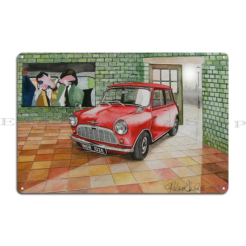 Red Austin Mini Moke Mini Rallycar Metal Plaque Wall Cave Printing Garage Decoration Pub Tin Sign Poster
