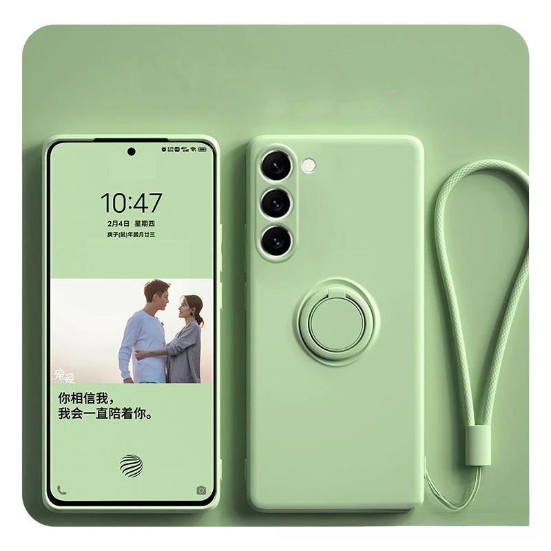 Magnetic Liquid Silicone Stand Phone Case For Samsung Galaxy S24 S23 S22 S21 S20 Ultra FE S10 Plus with Ring Holder Strap Cover