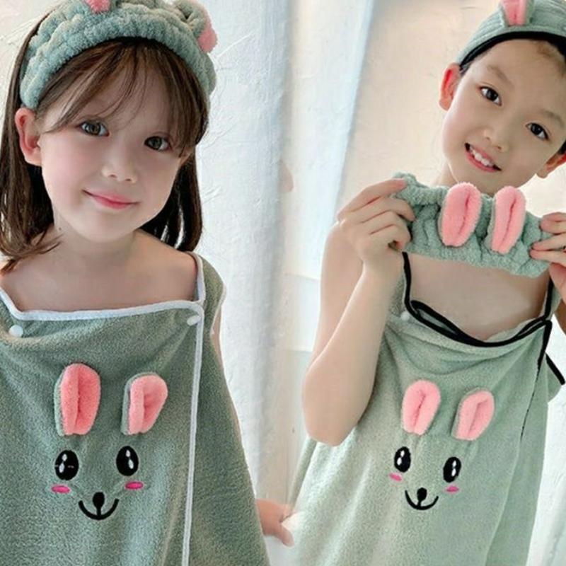 Kids Bathing Towel Comes With Hair Accessory Gentle On Sensitive Skin