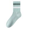 Men's Mid-calf Socks for Spring and Autumn, Antibacterial, Sweat-absorbing and Breathable. Men's Striped White Casual Socks for Spring and Autumn