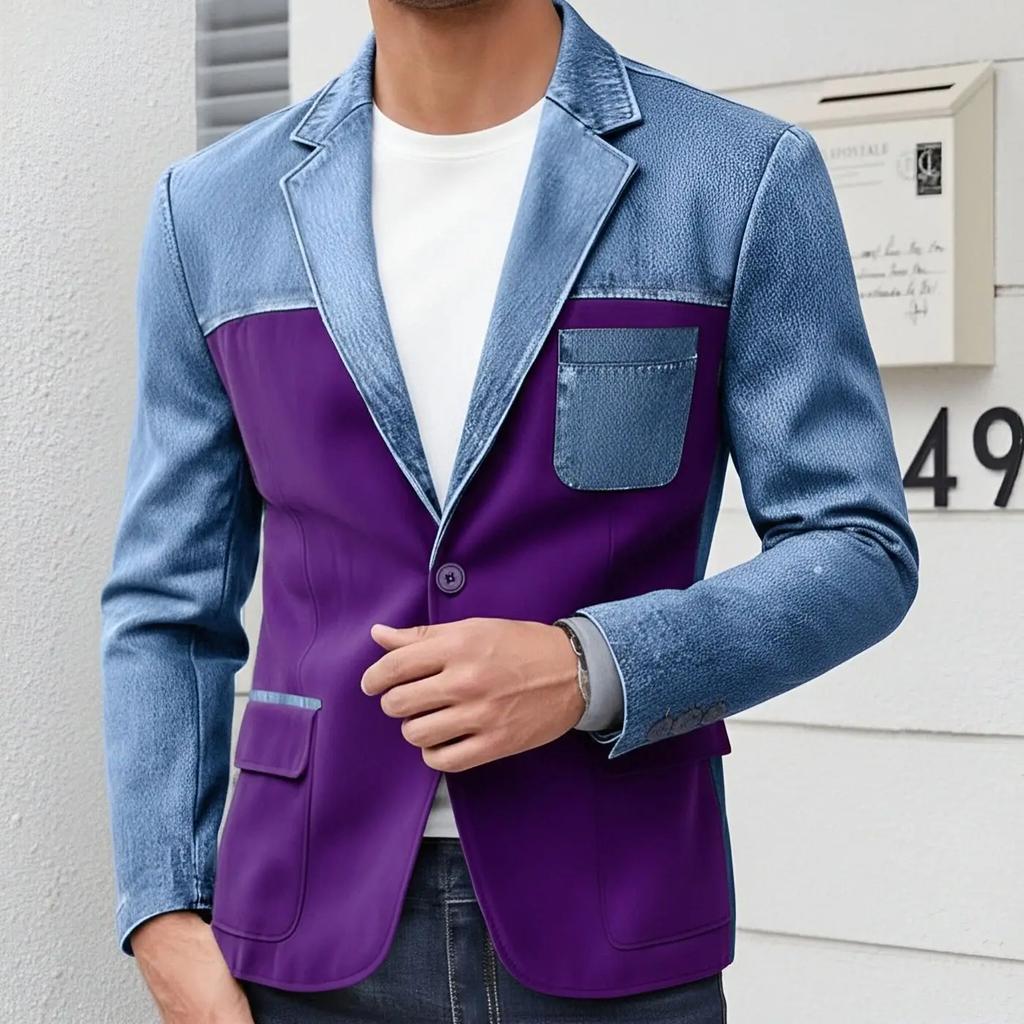 Frühling Herbst Herren Patchwork Blazer Mode Anzugjacke Hohe Qualität Schlank Lässig Blazer Mäntel Mann