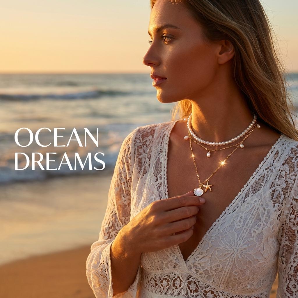 Bohemian Imitation Pearl Shell Starfish Pendant Necklace for Women Irregular Stone Sea Star Ocean Charm Choker Summer Jewelry