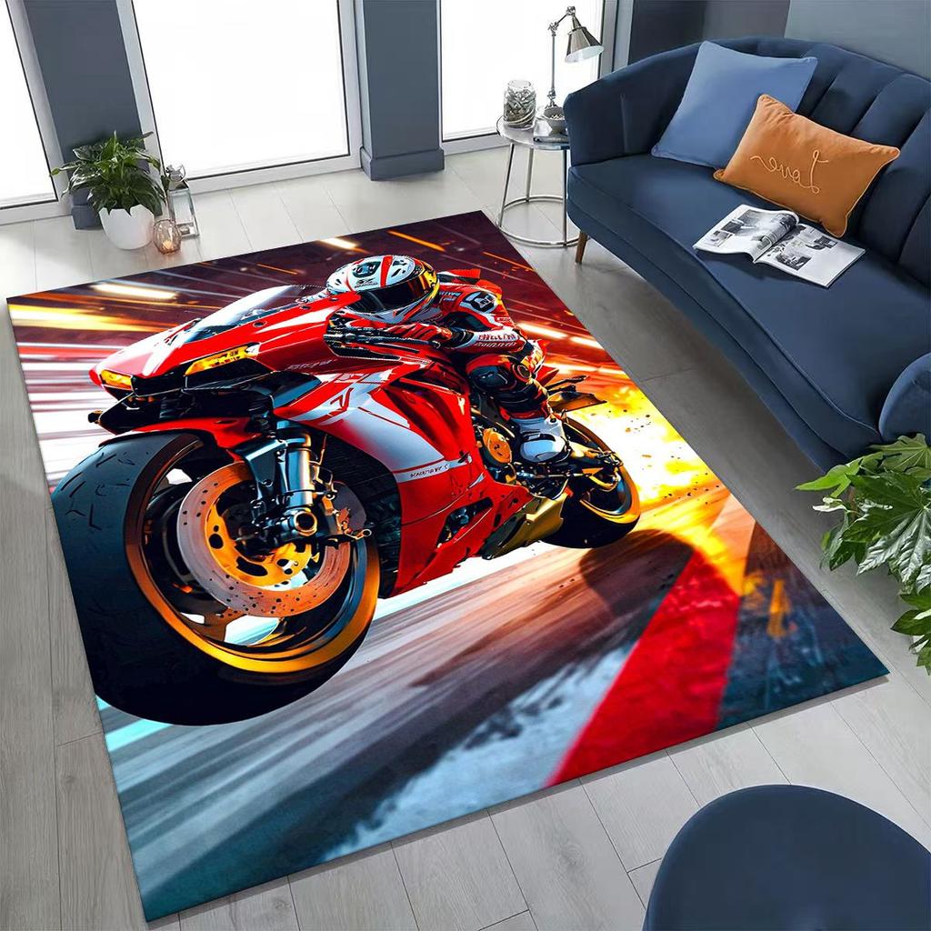 Alfombra Decorativa Personalizada para Motociclista, Motocicleta, Arte, para Dormitorio, Sala de Estar, Sofá, Felpudo de Entrada del Hogar, Alfombra de Piso Grande Antideslizante para Niños