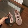 Fashion SUOJIALUN 2024 Autumn Round Toe Women Flat Shoes New Brand Shallow Slip On Ladies Casual Mary Jane Shoes Soft Dress Ballerinas