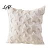 Soft Plush Cushion Cases Throw Pillow Cover Heart Embroidery Case with 3D Bowknot Jacquard Decorative Pillows for Anniversary Fluffy Couch
