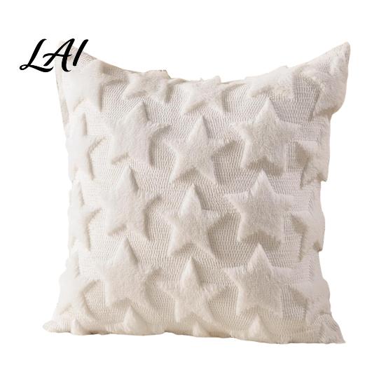 Soft Plush Cushion Cases Throw Pillow Cover Heart Embroidery Case with 3D Bowknot Jacquard Decorative Pillows for Anniversary Fluffy Couch