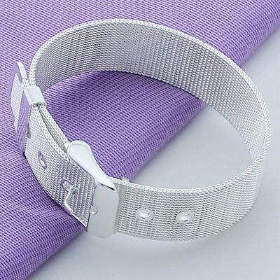 Silver 925 Jewelry Weave Watch Belt Wristband Bracelet Women Men Fashion Jewelry Gifts