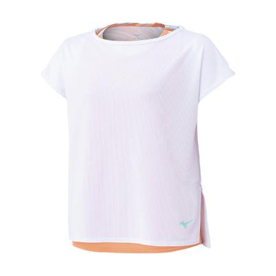 Short Sleeve Game Dynamotion Size M for Club Activities Women's Tennis/Badminton Shirt, Sweat-Wicking, Quick-Drying, Fit, White, (62JAC215),