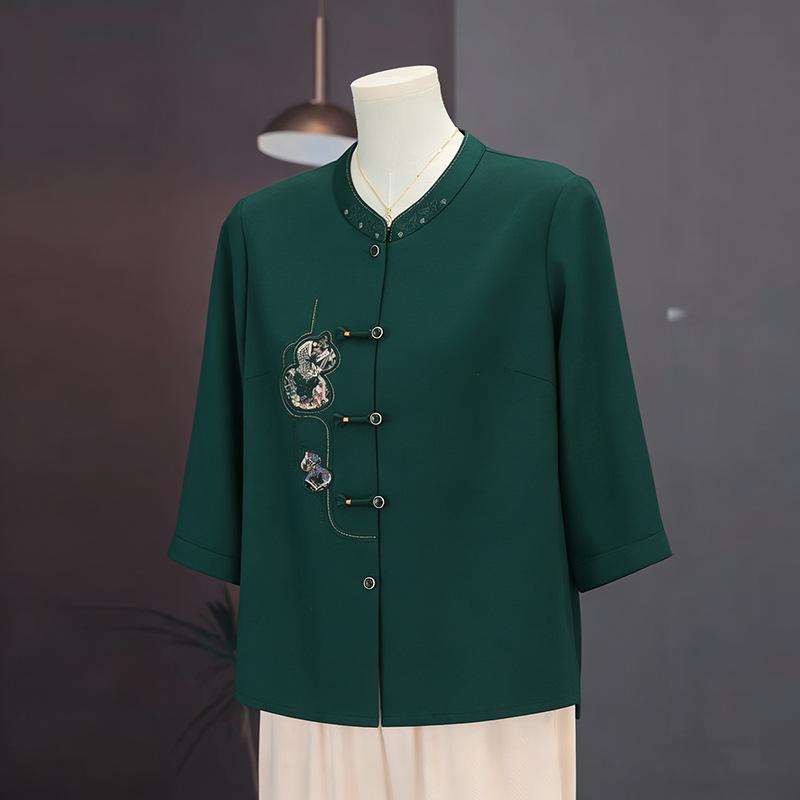 

Mid-Aged and Elderly Women s Loose Comfortable Spring/Summer Shirt - Grandma Style 5XL (145-160 lbs)