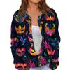 Women's Mardi Gras Print Long Sleeve Knit Cardigan Button Jacket