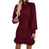 Women's Fashion Casual Knitted Waist Solid Color Dress