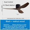 45/52" Nordic Ceiling Fan 35W DC Motor Low Noise Electric Fan 6 Wind Speeds Adjustable Home Restaurant Ceiling Fan