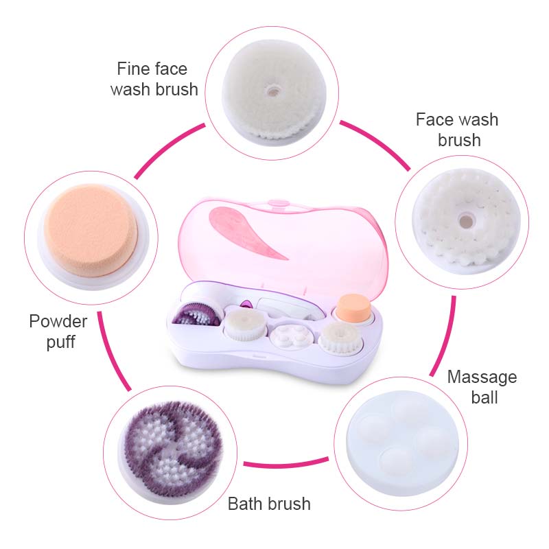 Household 4 in 1Multi-function Waterproof Facial Cleansing Brush Set Vibrating Wireless Electric Facial Brush