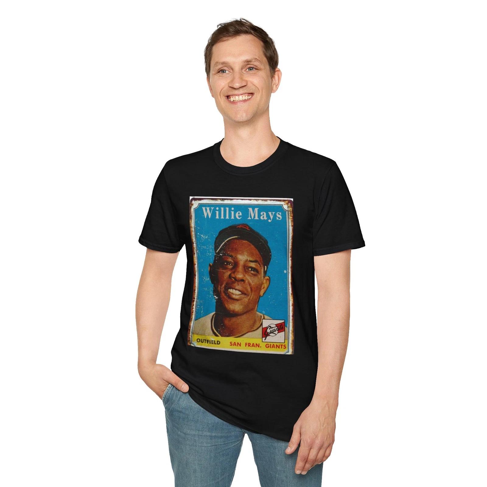 Willie Mays Baseball Card Photo Art Baseball Team T-Shirt, Unisex Tee Sports 3XL