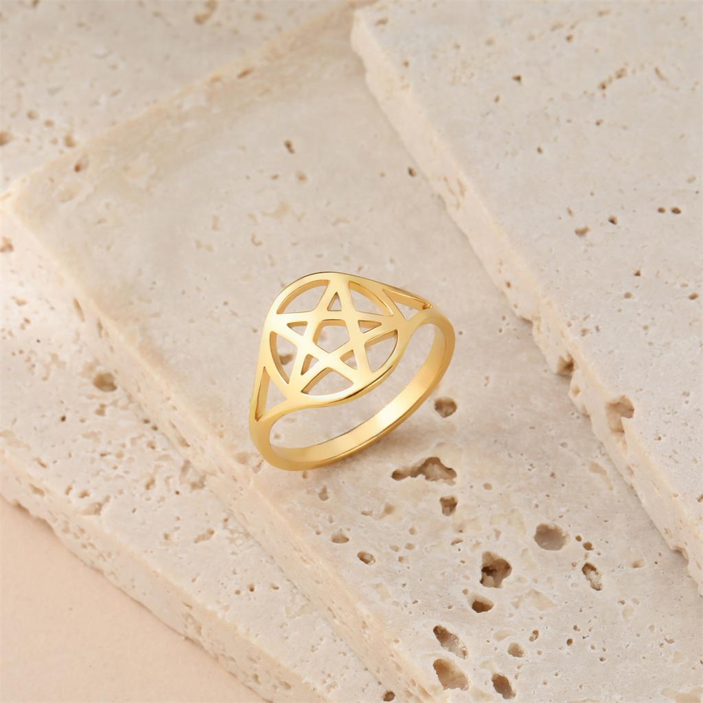  Minimalism Pentagram Rings for Women Stainless Steel Judaism Star of David Ring Amulet Jewelry Anniversary Gift