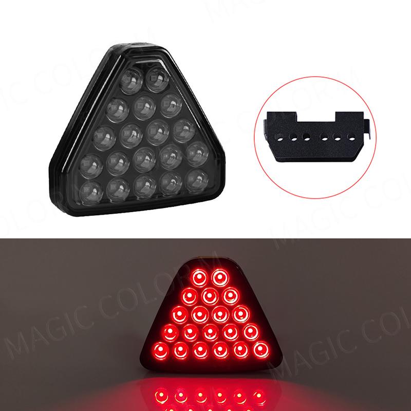 For F1 Style Motorcycle Car Pilot Lights Triangle Rear Brake Lamp Warning Strobe Stop Safety Black Red RGB Bumper