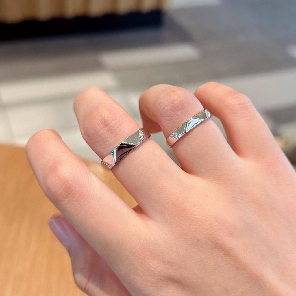 2pcs 925 Sterling Silver Couple Rings Zircom For Women Man Exquisite Student Girlfriend Silver Jewelry Accessories Wedding