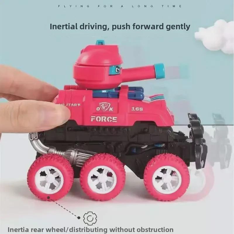 6-Wheel Climbing Inertia Tank Toy: Shell Launching Collision-Resistant Car for Kids