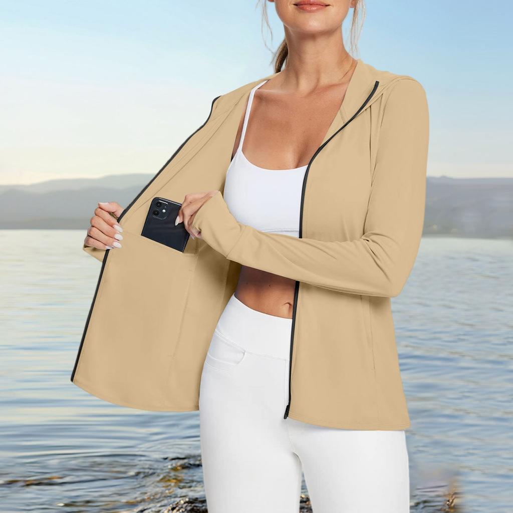 Women's Sun Shirt Ice Silk Hoodie Long Sleeve Outdoor Hiking Summer Coat