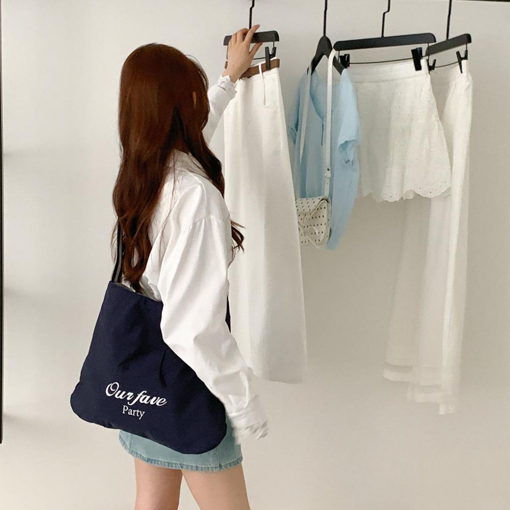 

Letter Stripe Handbag Strap Tote Bag Fashion Canvas Shoulder Bag Beach темно-синього кольору