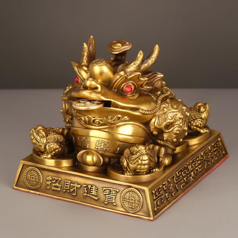 All-Copper Ruyi Golden Toad Brass Color Ornament Craft Living Room Entrance Decoration Opening Gift Choice