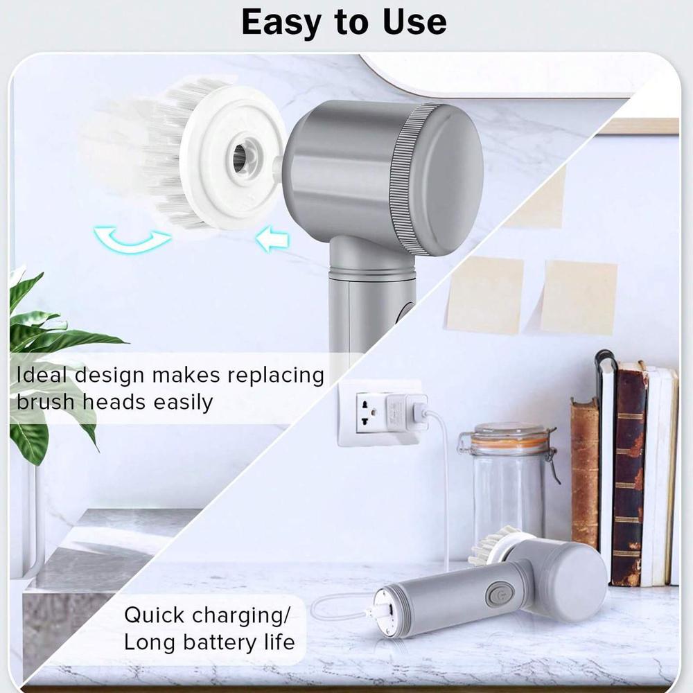 Electric Cleaning Brush 5in1 Electric Spin Scrubber Cordless Power Scrubber with Replaceable Brush Heads Handheld Power Scrubber