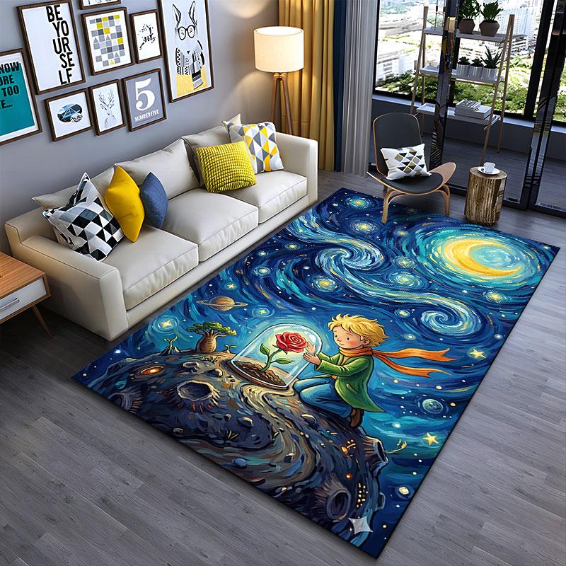 Little Prince Starry Night Carpet suitable as a non-slip mat for the living room or bedroom sofa