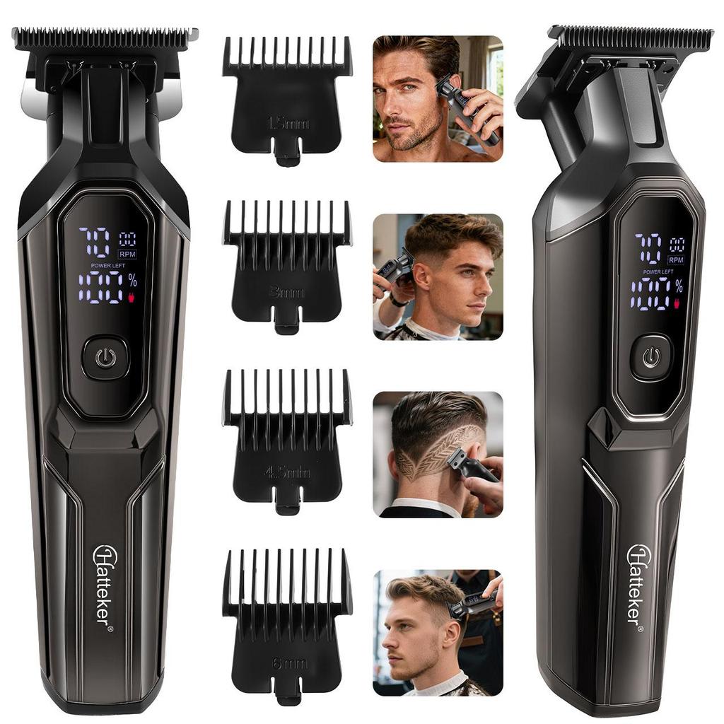 Hatteker Multi-Functional Hair Clipper with Digital Display Multiple Guide Combs 3-Color Options for Men's Grooming