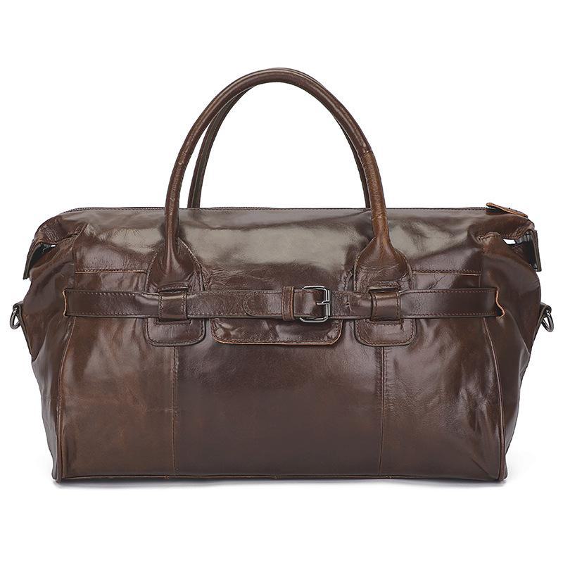 Jiameida Men's Retro Leather Travel Bag - Splash-Proof Handbag and Messenger Bag