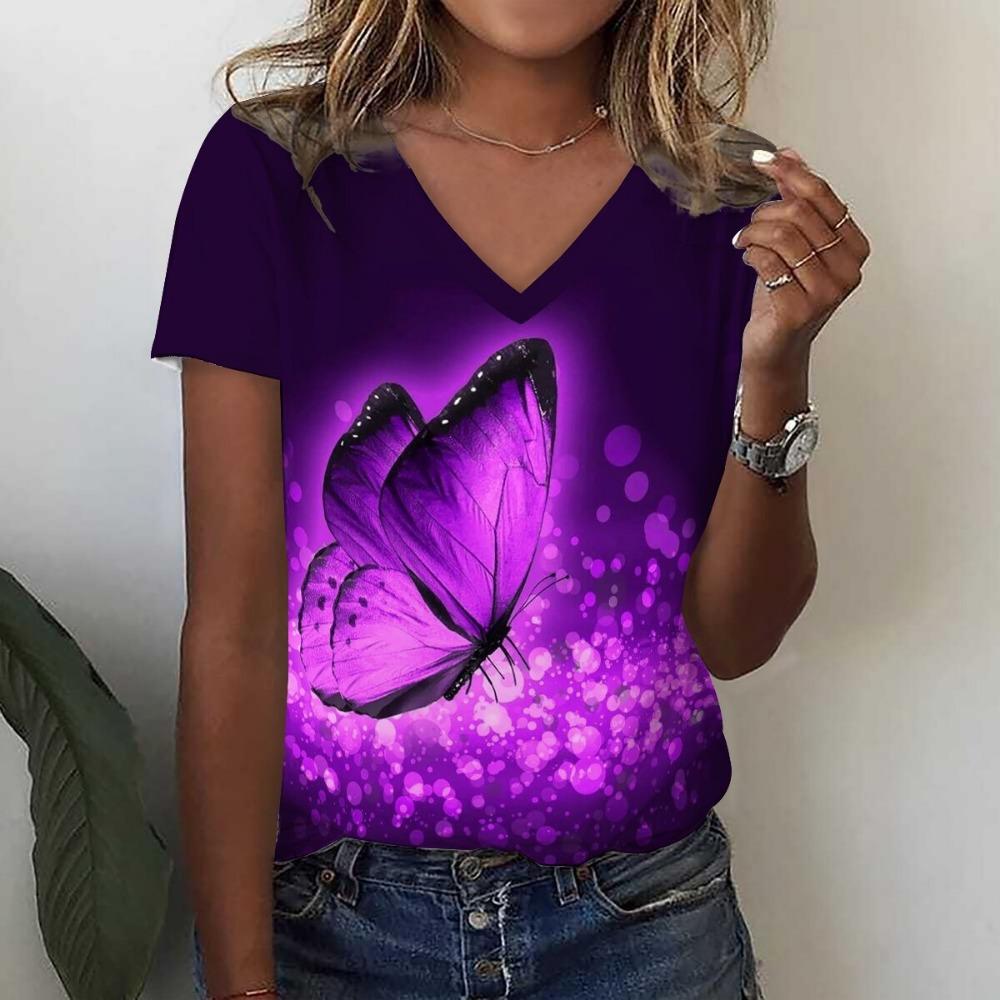 Fashion Sunflower Floral 3D Print Summer Women V-Neck  Harajuku Oversized Streetwear Y2k