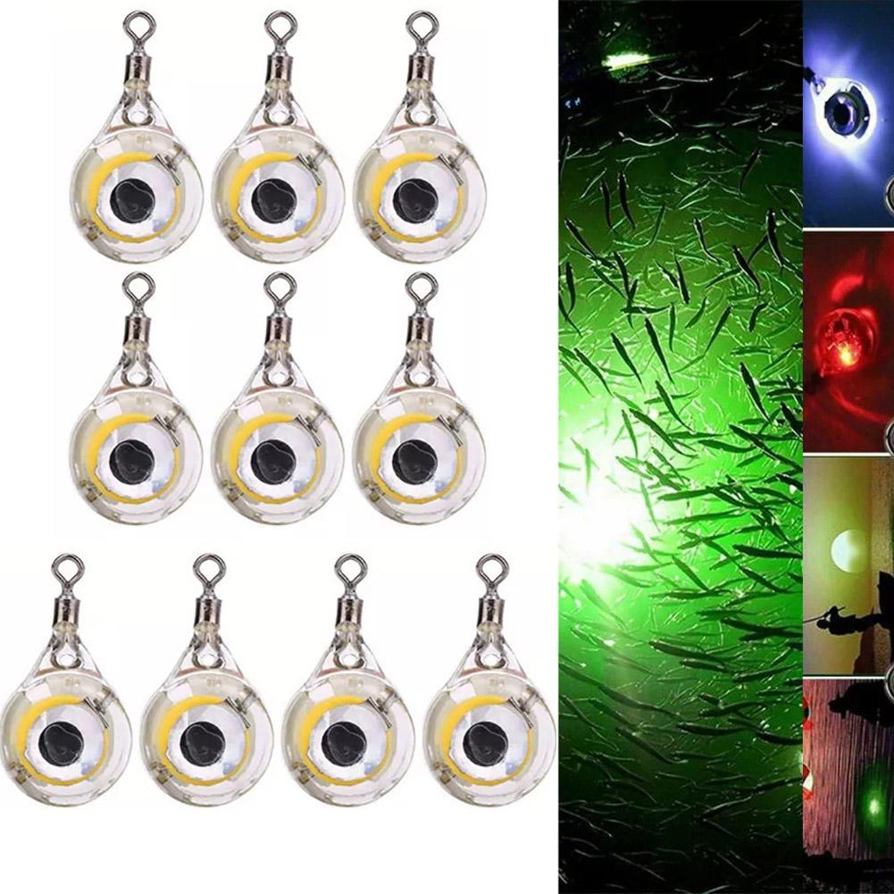 10-200pcs Mini Fishing Lure Light LED Deep Drop Underwater Eye Shape Squid Fish Bait Luminous Lure for Attracting Fish